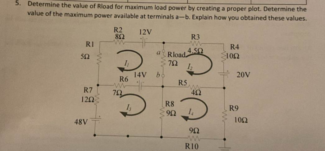 Determine the value of Rload for maximum load