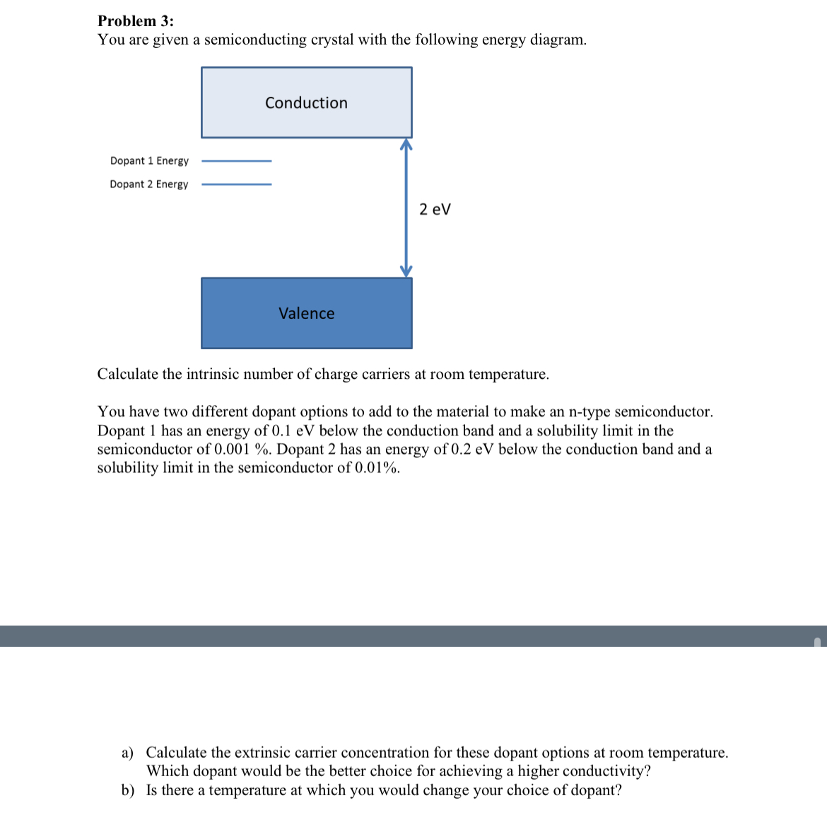 Problem 3 : You are given a semiconducting