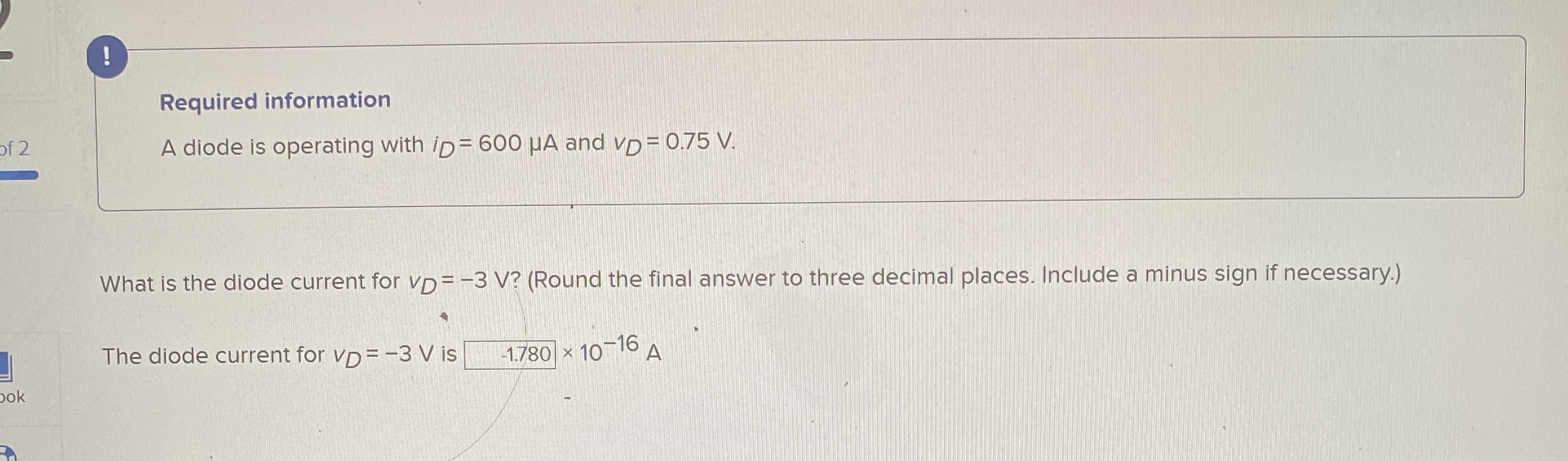 ! Required information A diode is operating with
