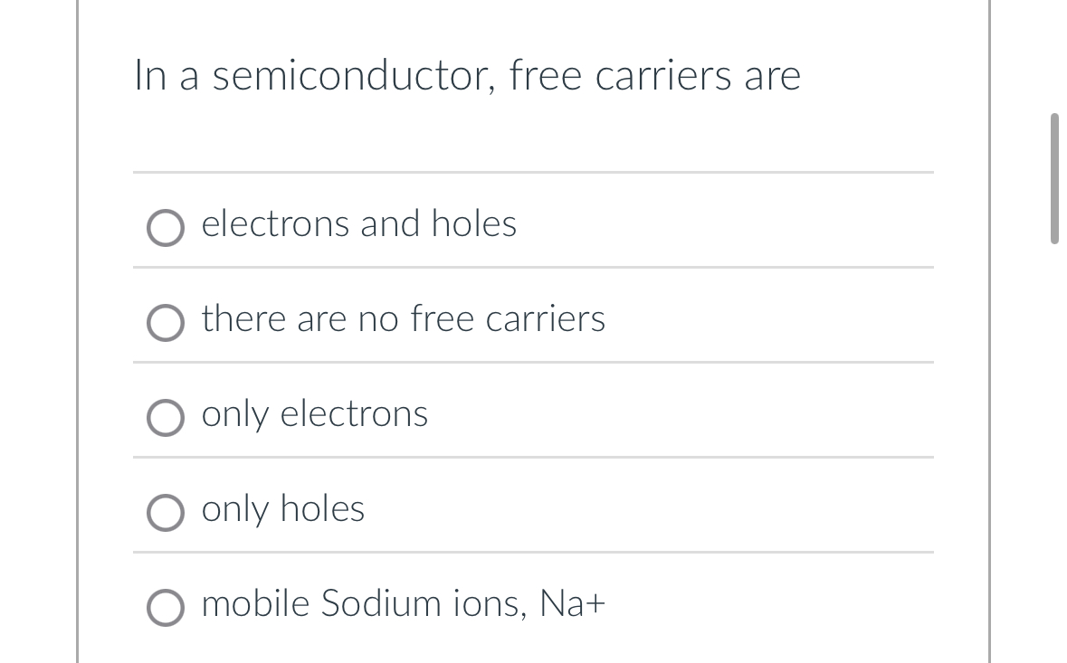 In a semiconductor, free carriers are electrons