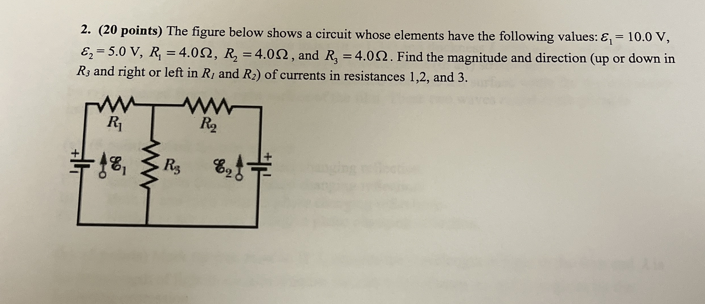 ( 2 0 points ) The figure below shows a circuit