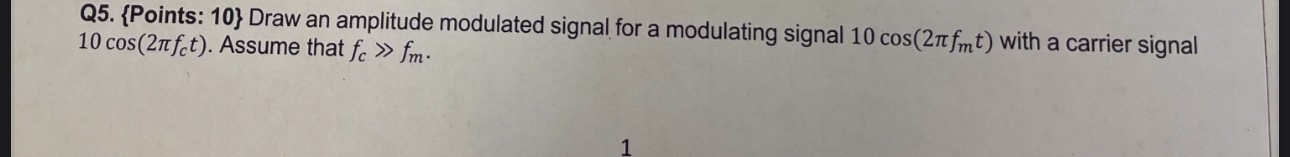 Q 5 . { Points: 1 0 } Draw an amplitude modulated