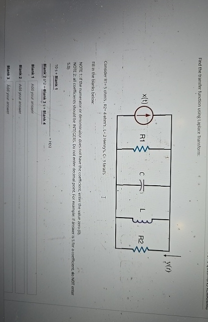 Find the transfer function using Laplace