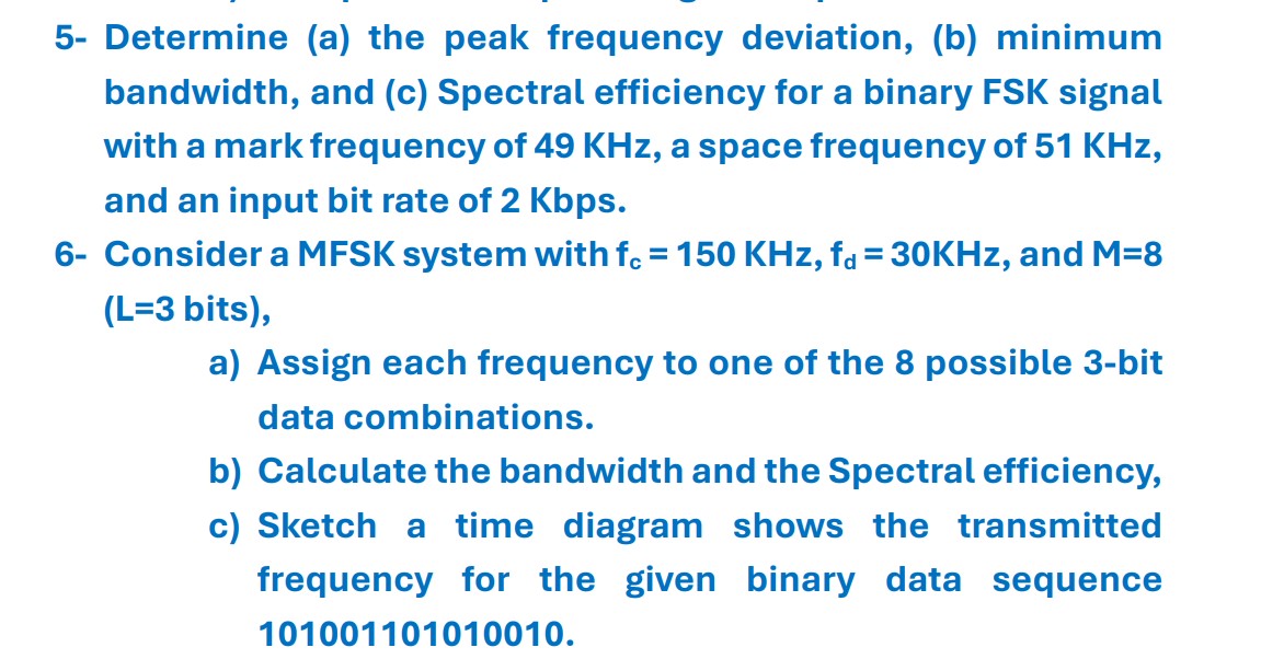 5 - Determine ( a ) the peak frequency deviation,