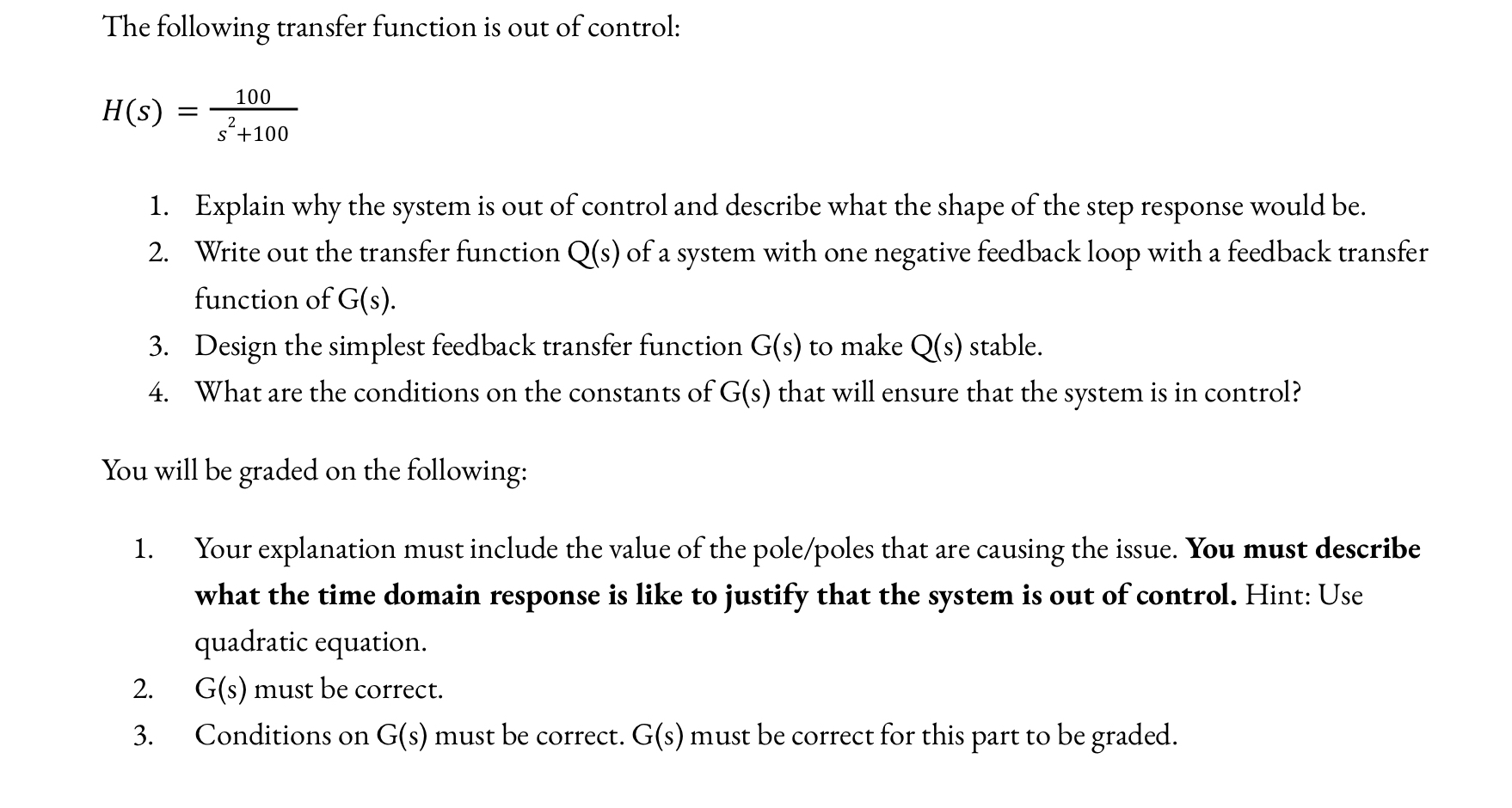 The following transfer function is out of