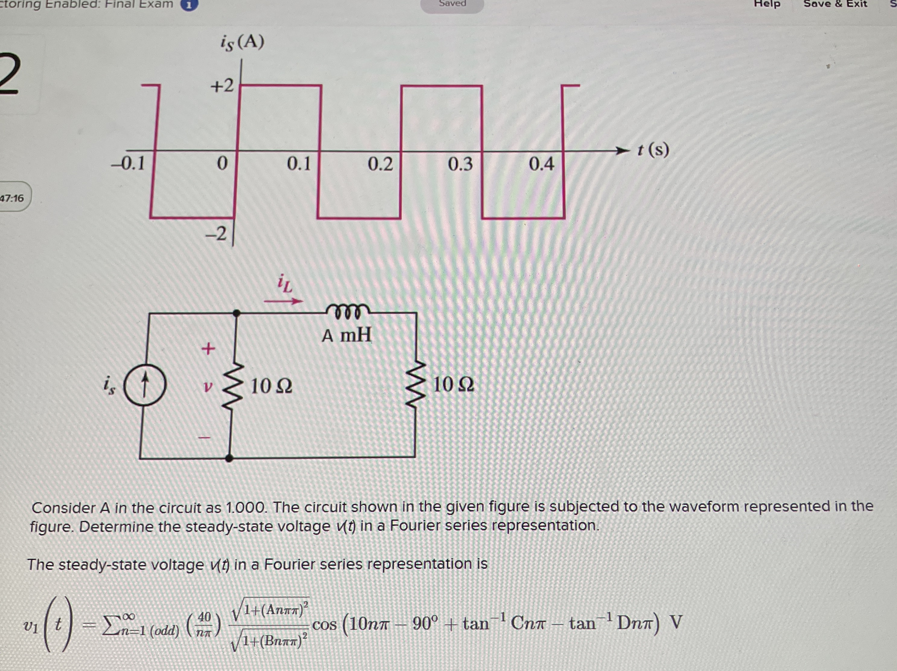Consider A in the circuit as 1 . 0 0 0 . The