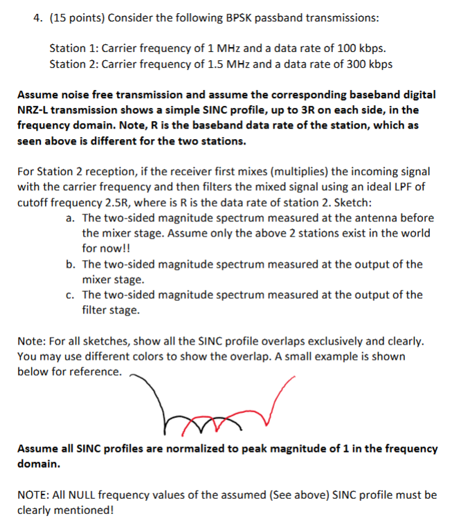 4 . ( 1 5 points ) Consider the following BPSK