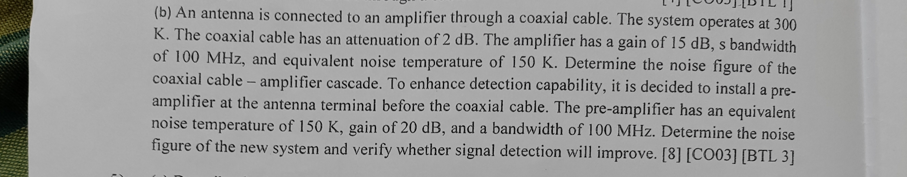 ( b ) An antenna is connected to an amplifier