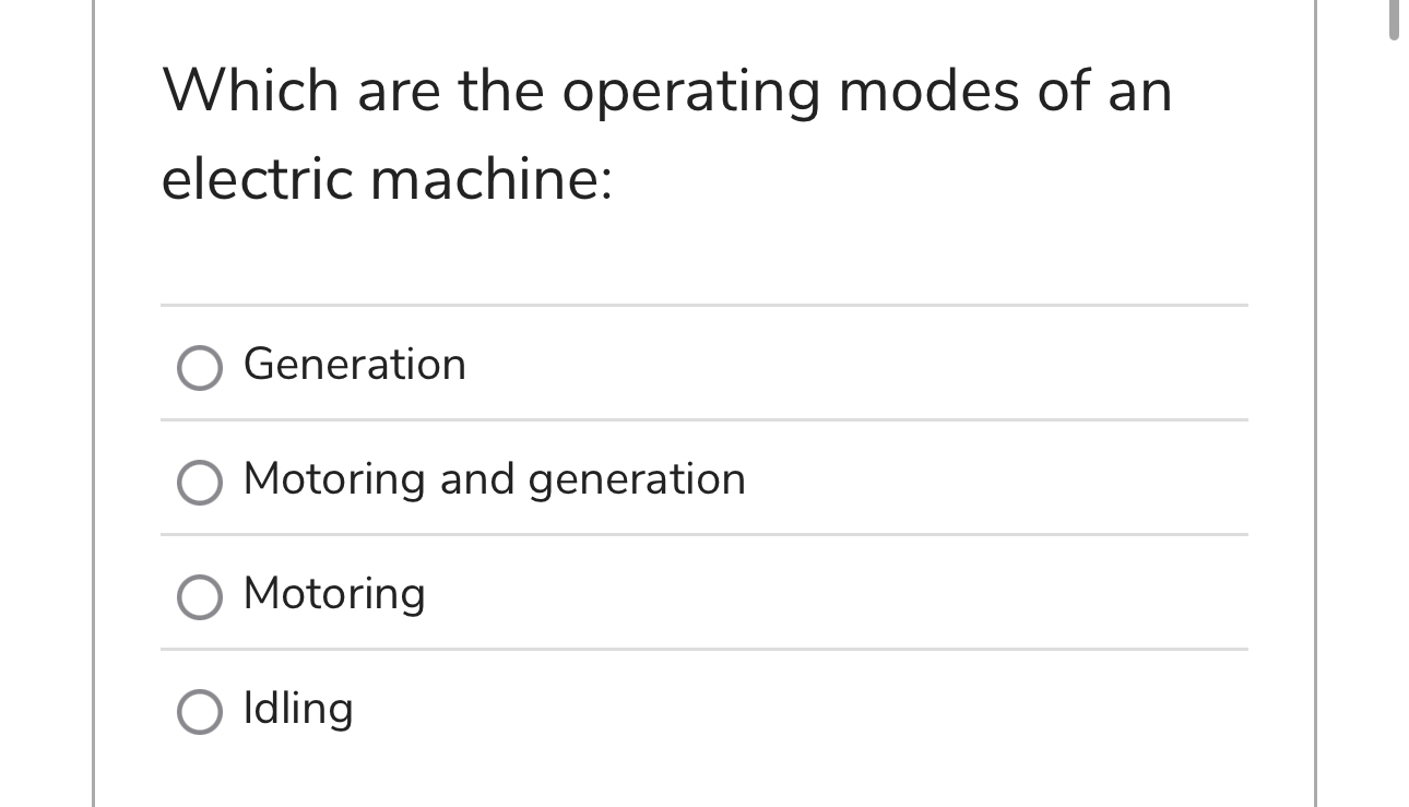 Which are the operating modes of an electric