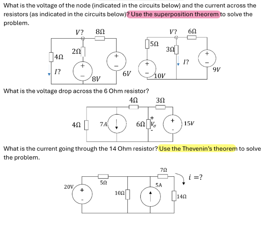 What is the voltage of the node ( indicated in