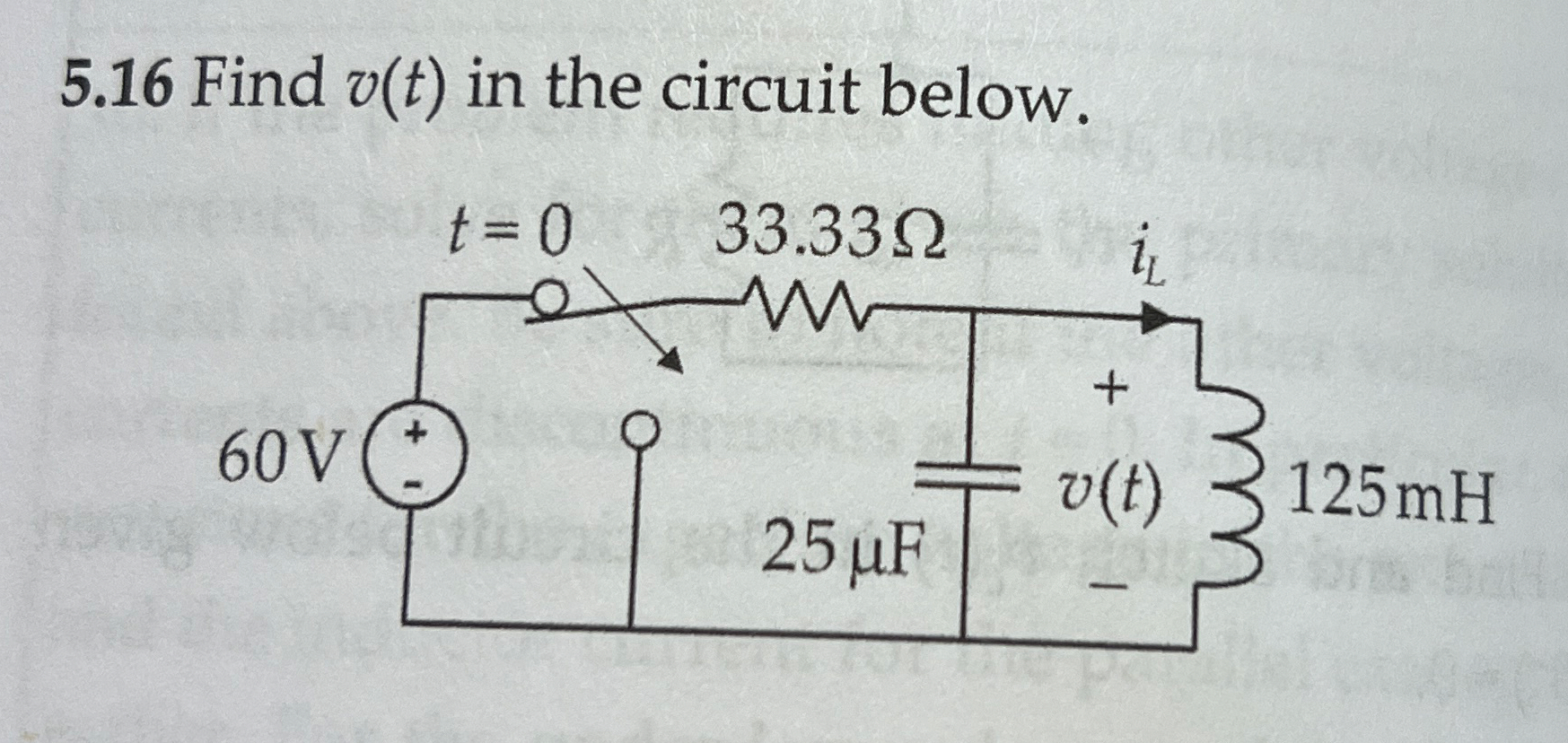 5 . 1 6 Find v ( t ) in the circuit below.