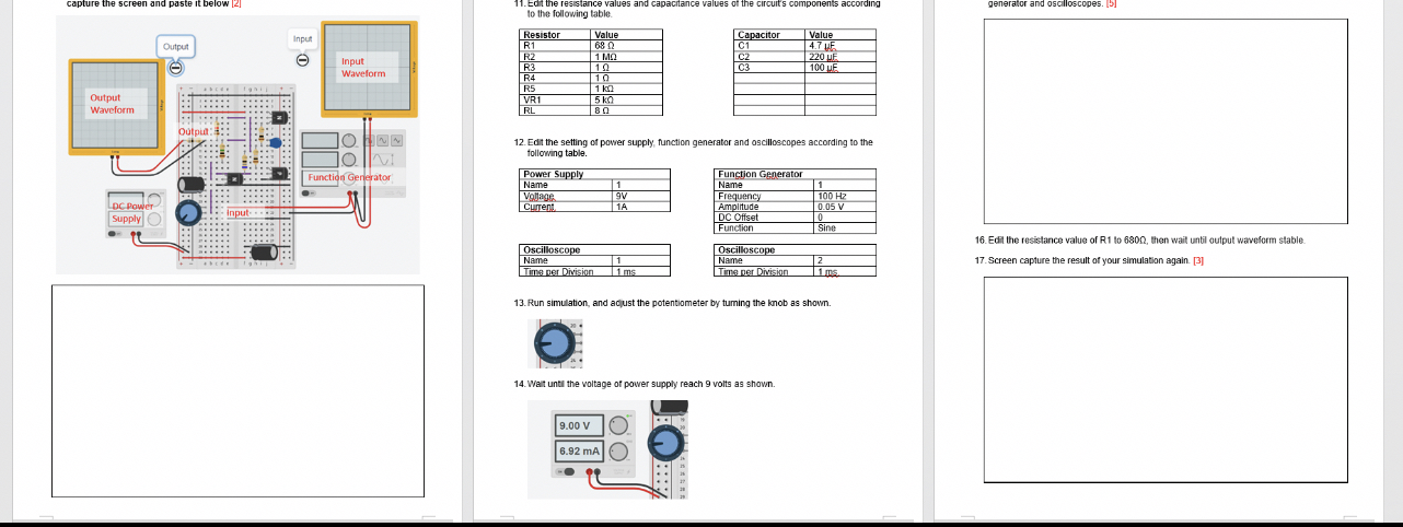 Connect oscilloscopes to the terminals of input
