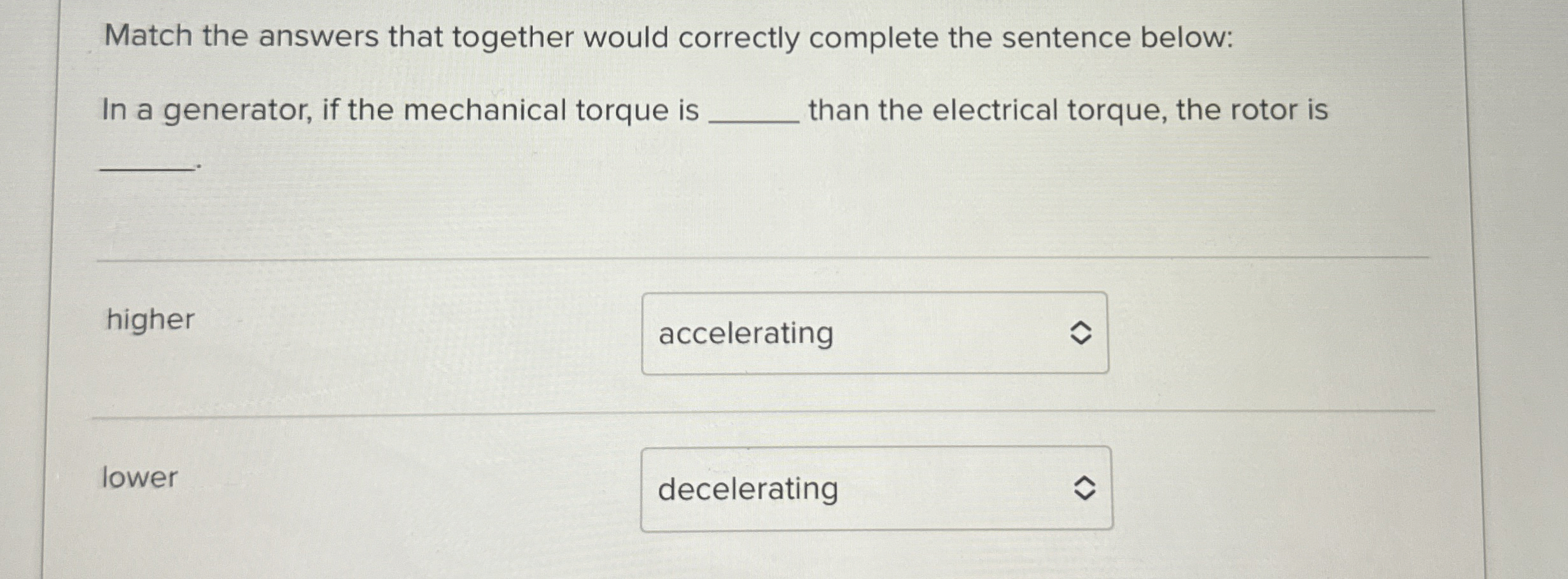 Match the answers that together would correctly