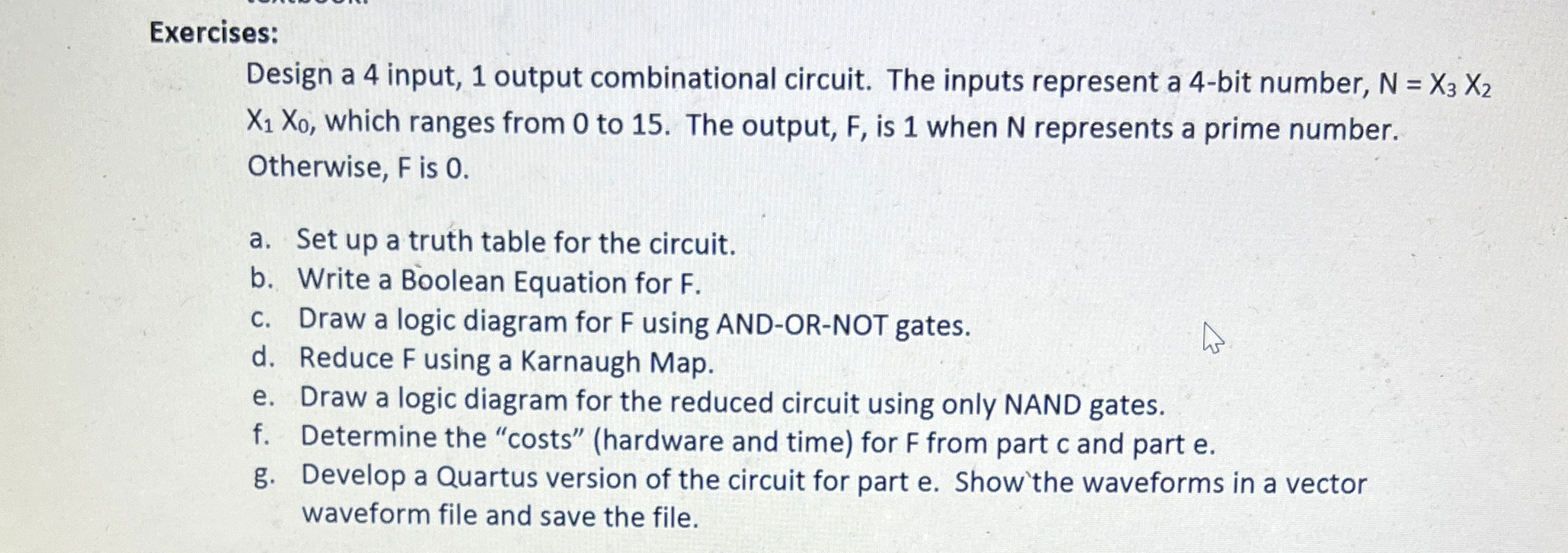 Exercises: Design a 4 input, 1 output