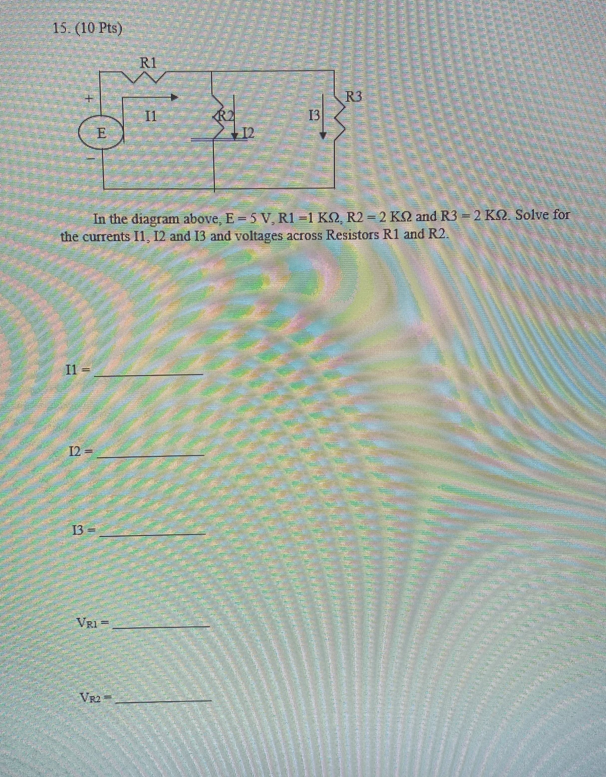 Solve for currents I, I 2 , I 3