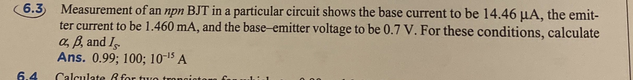 6 . 3 Measurement of an n p n BJT in a particular