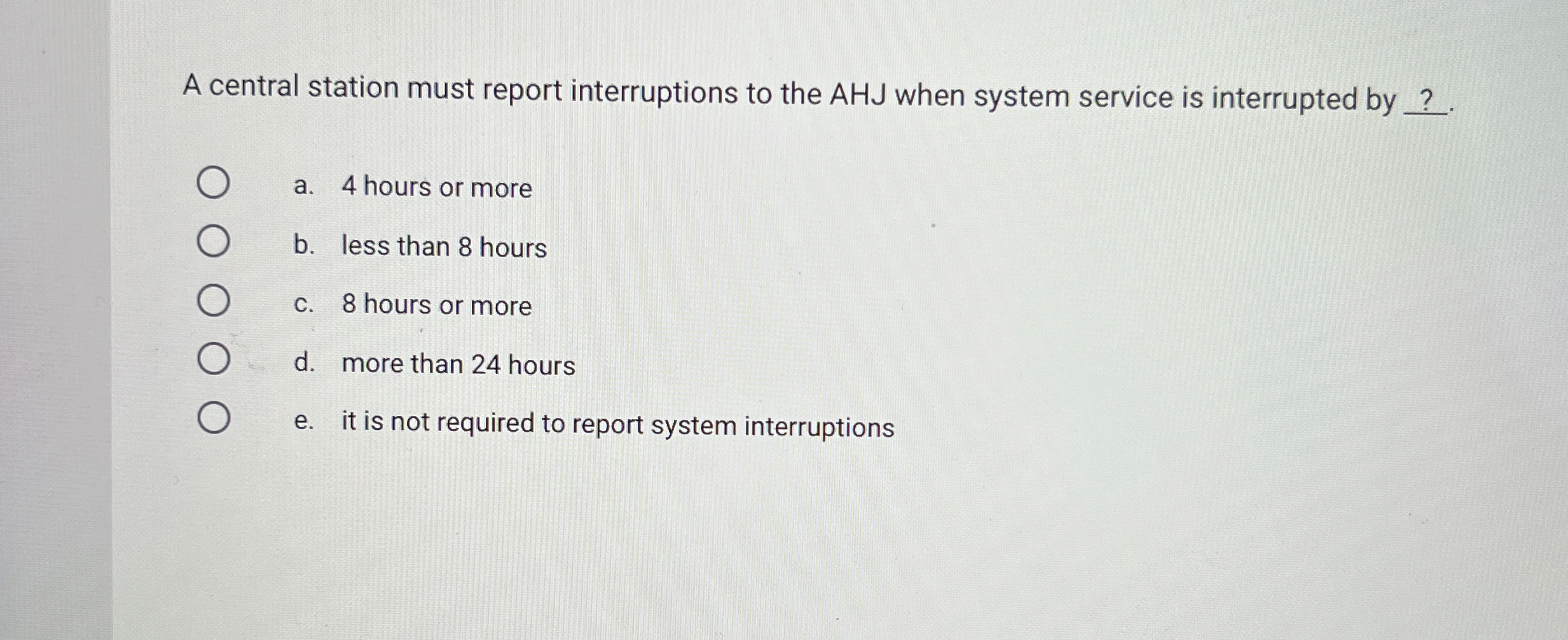 A central station must report interruptions to