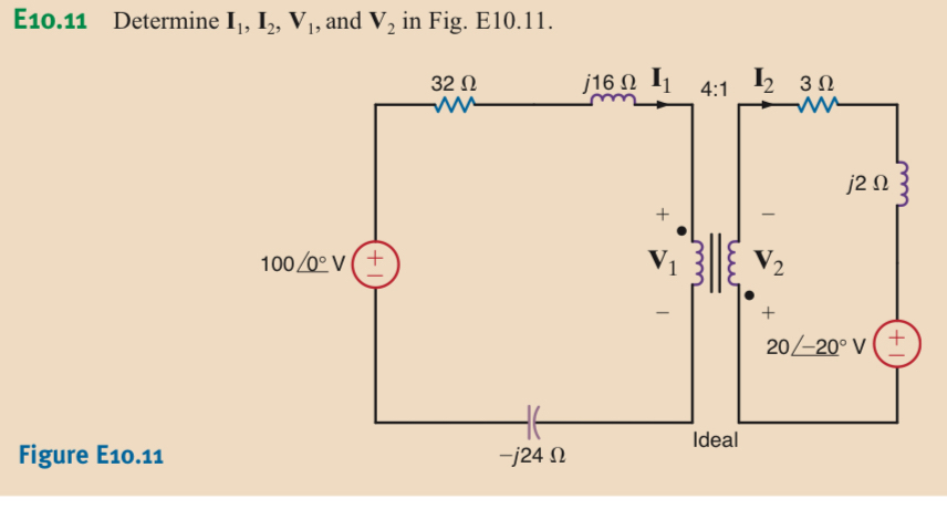 E 1 0 . 1 1 Determine I 1 , I 2 , V 1 , and V 2