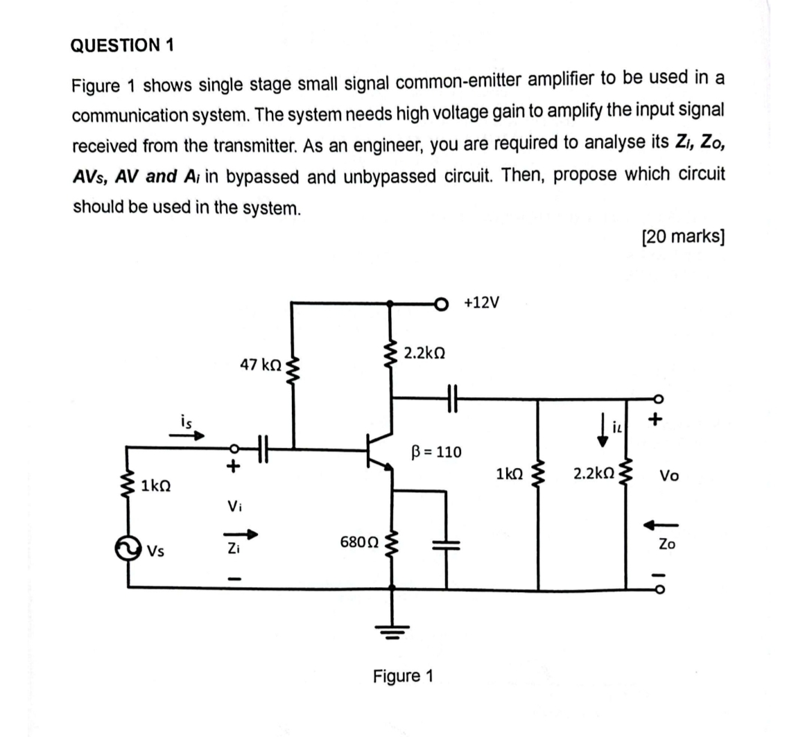 QUESTION 1 Figure 1 shows single stage small