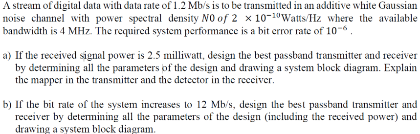 A stream of digital data with data rate of \ ( 1