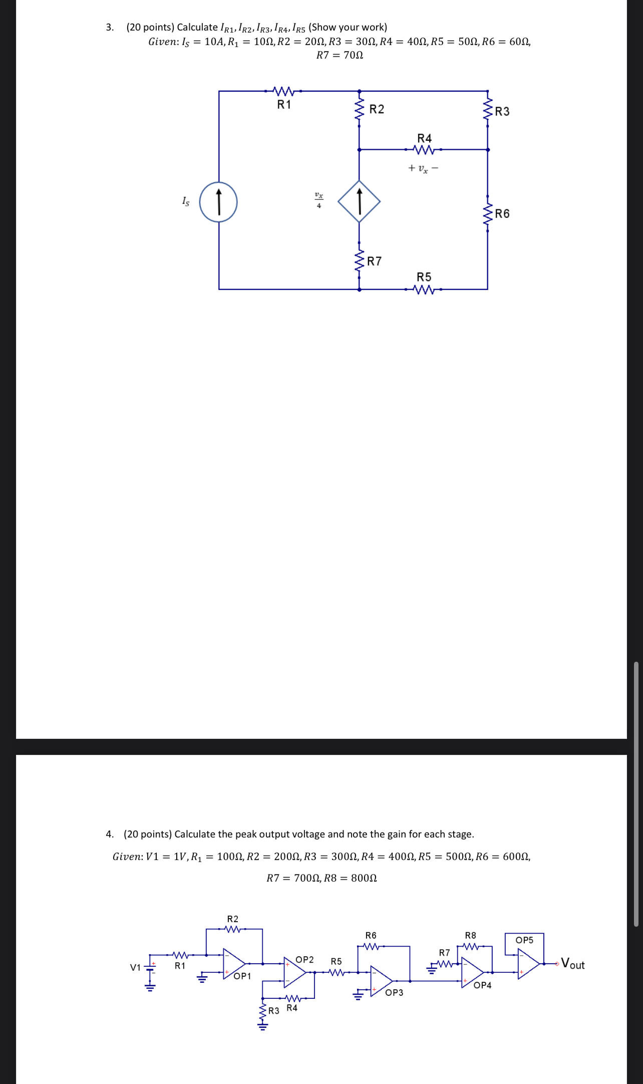 ( 2 0 points ) Calculate I R 1 , I R 2 , I R 3 ,