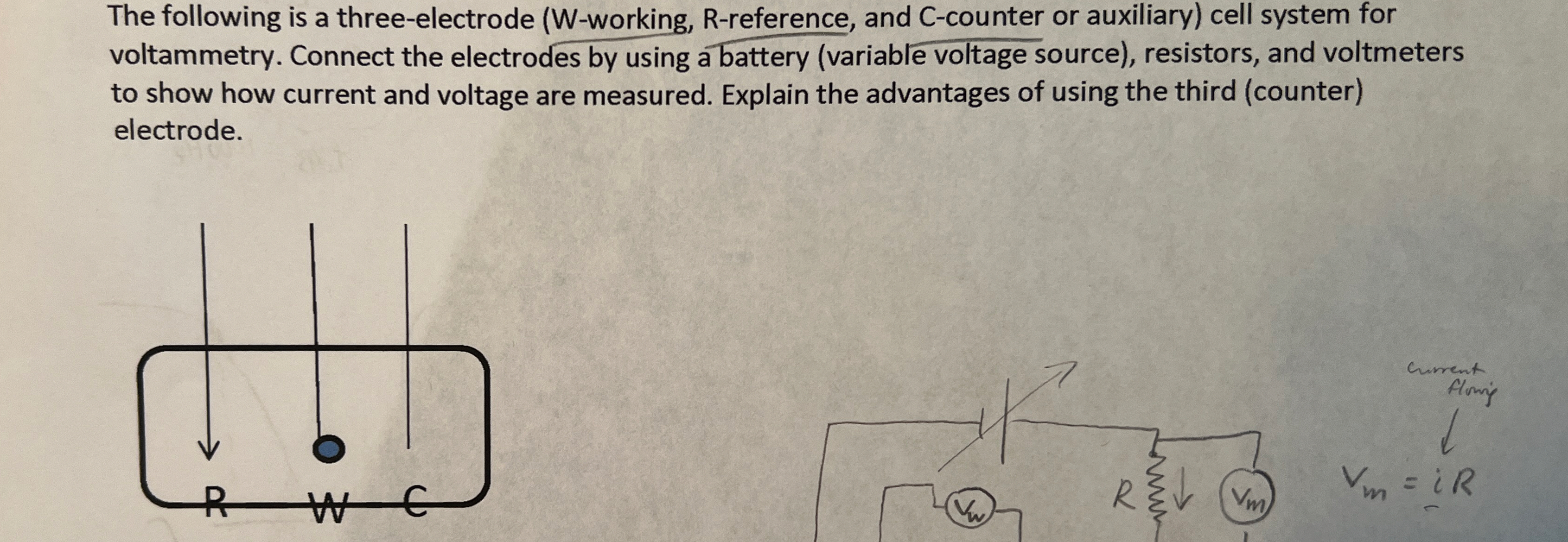 The following is a three - electrode ( W -