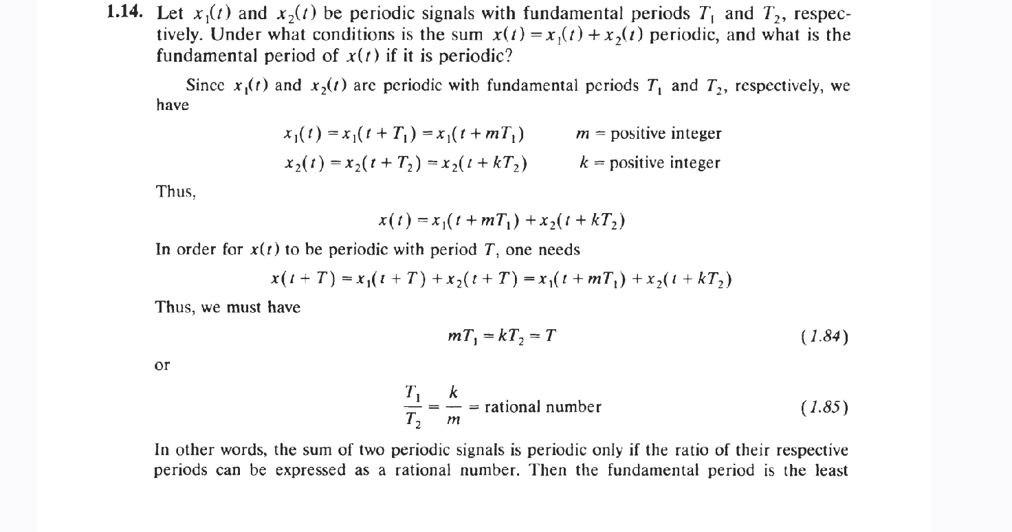 1 . 1 4 . Let x 1 ( t ) and x 2 ( t ) be periodic