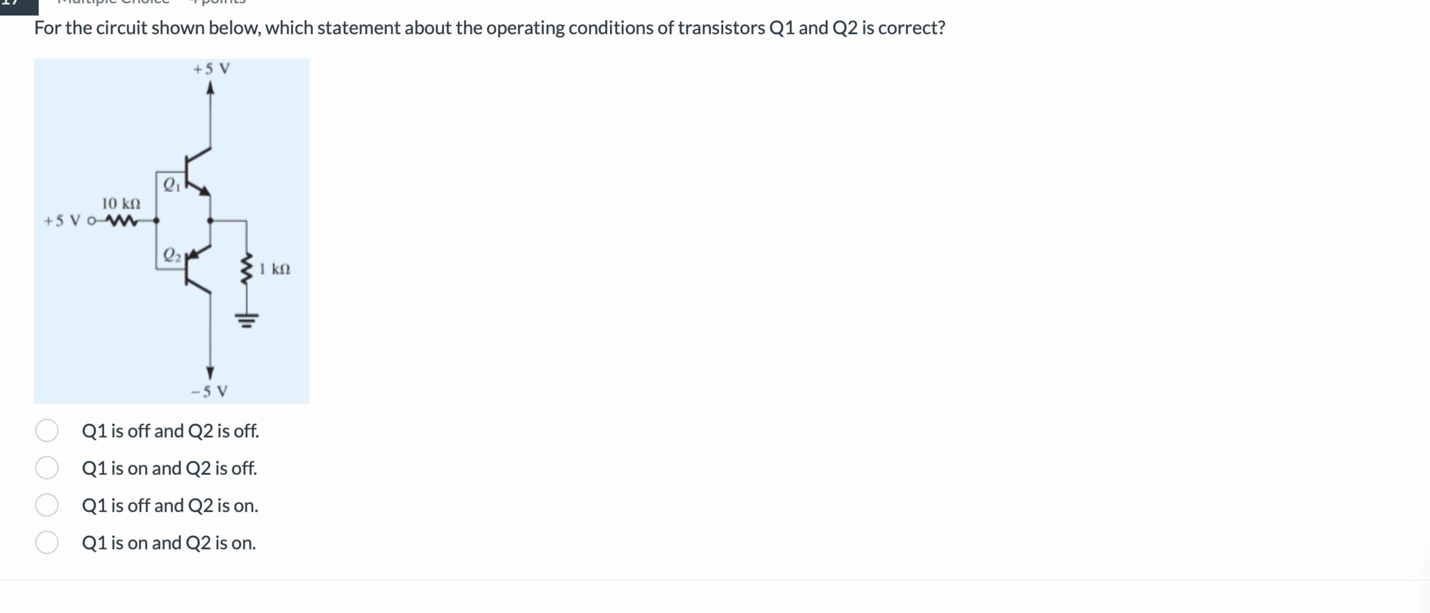 For the circuit shown below, which statement