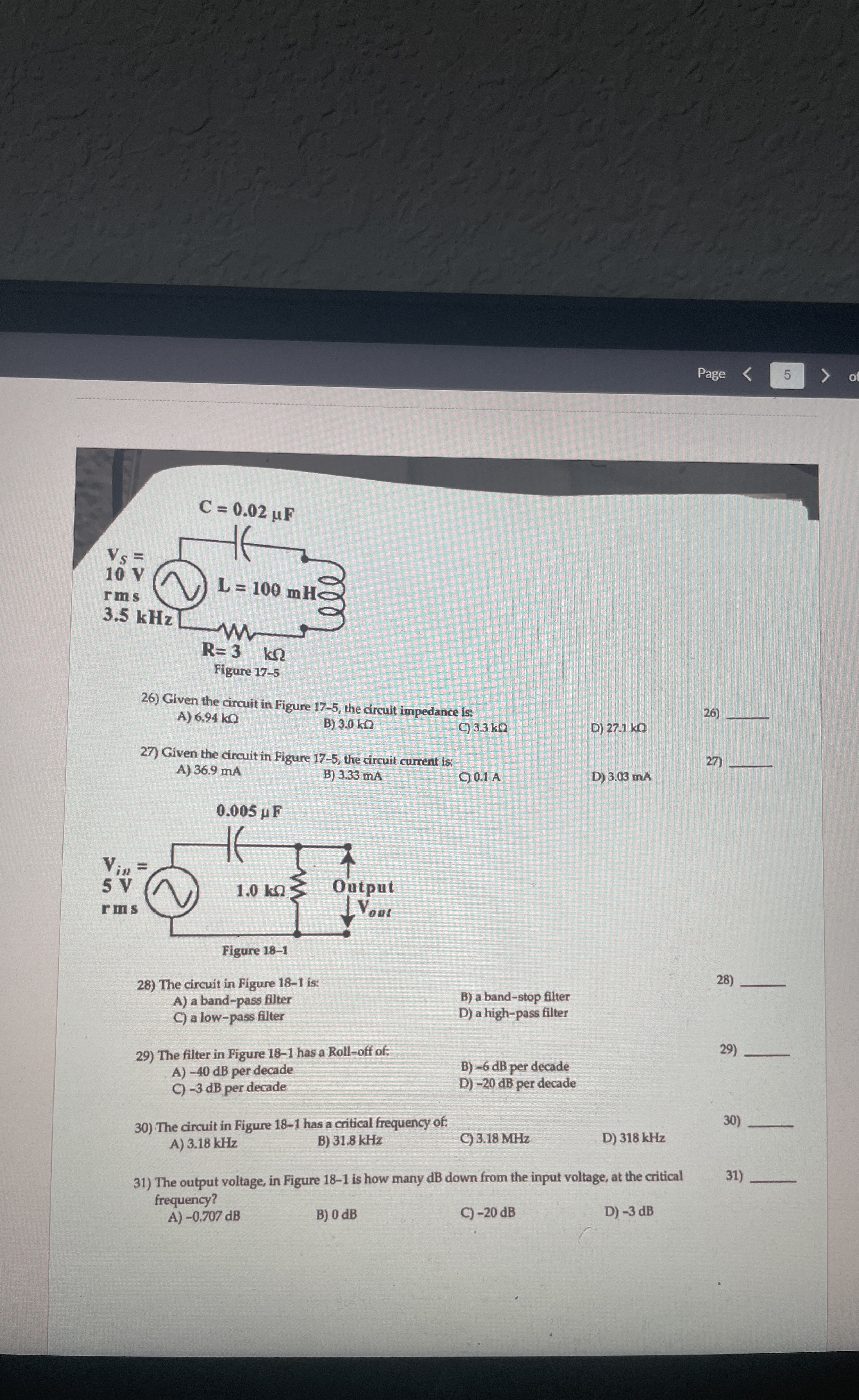 Page 5 Given the circuit in Figure 1 7 - 5 , the