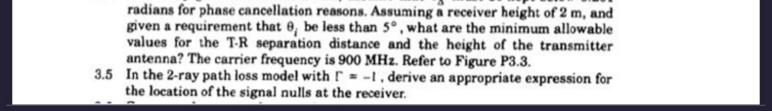 3 . 5 In the 2 - ray path loss model with = - 1 ,