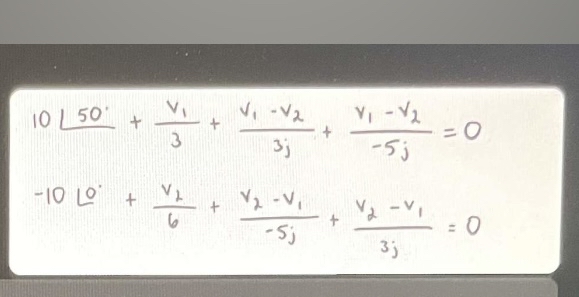 Please solve for v 1 and v 2 in polar form