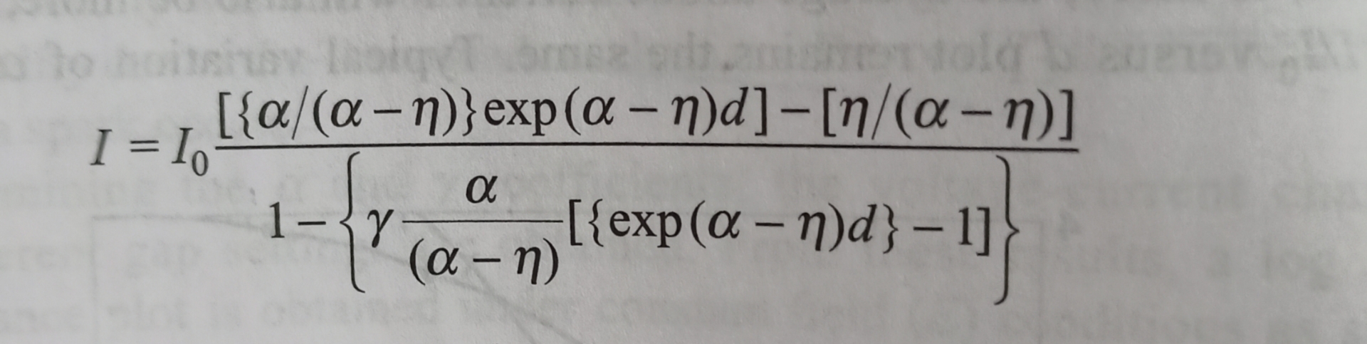 I = I 0 [ { - } e x p ( - ) d ] - [ - ] 1 - { ( -