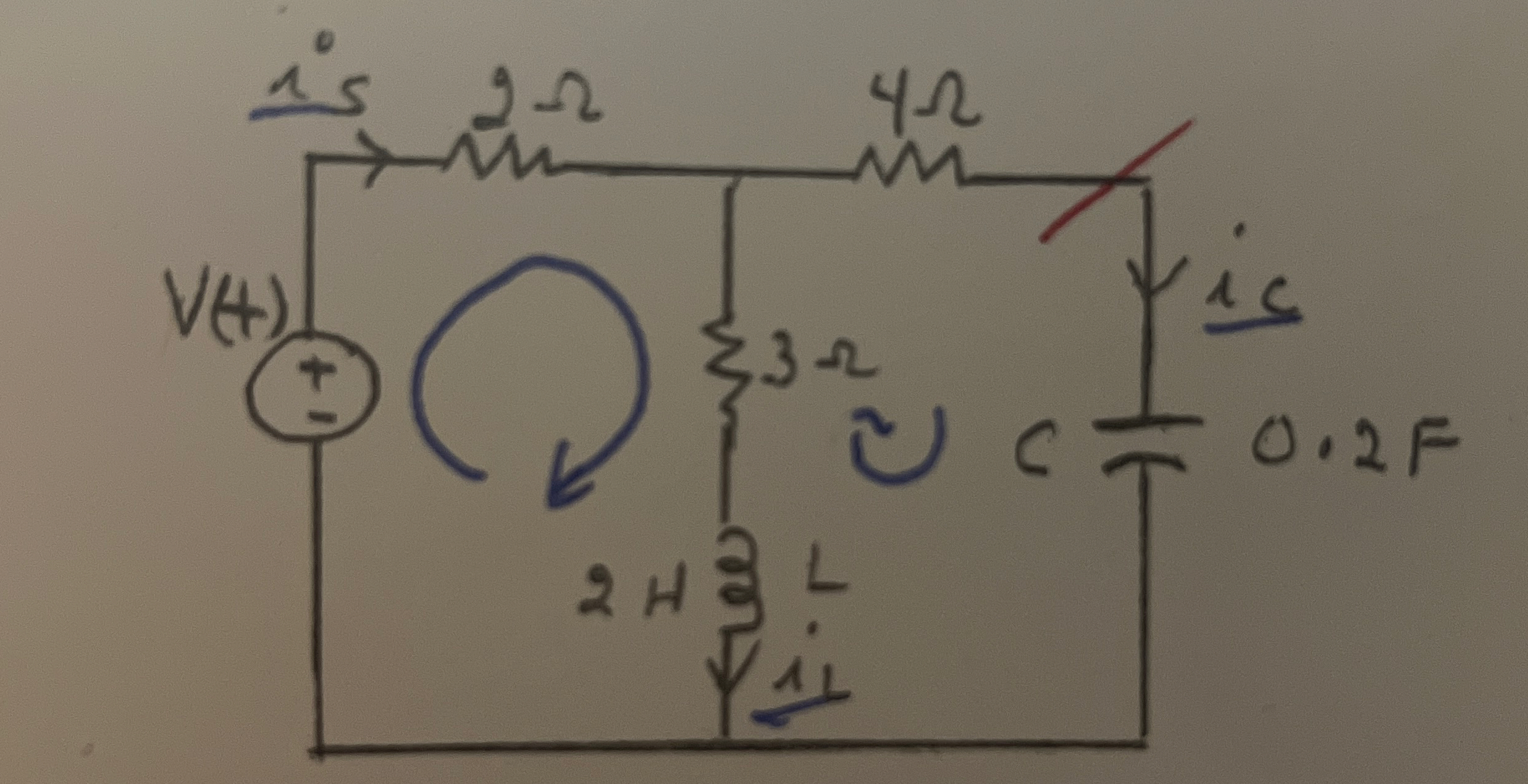 For the circuit shown below use phasor method (