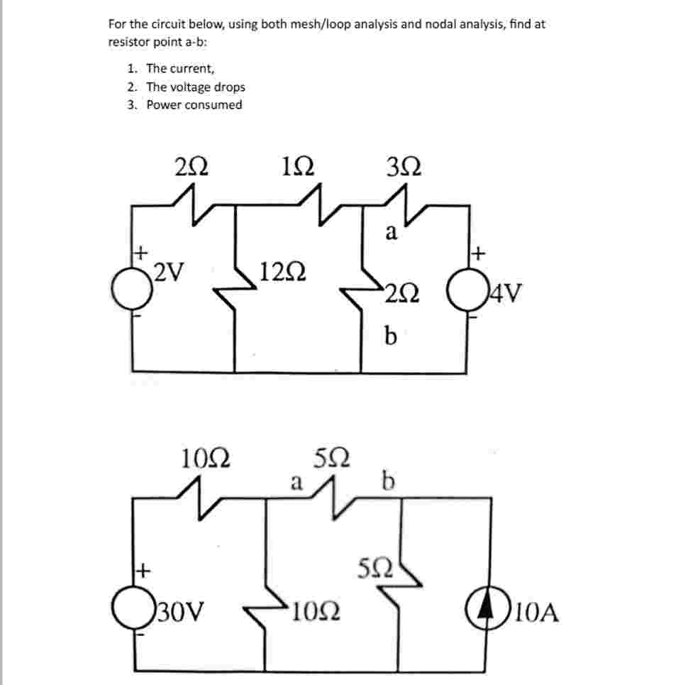 For the circuit below, using both mesh / loop