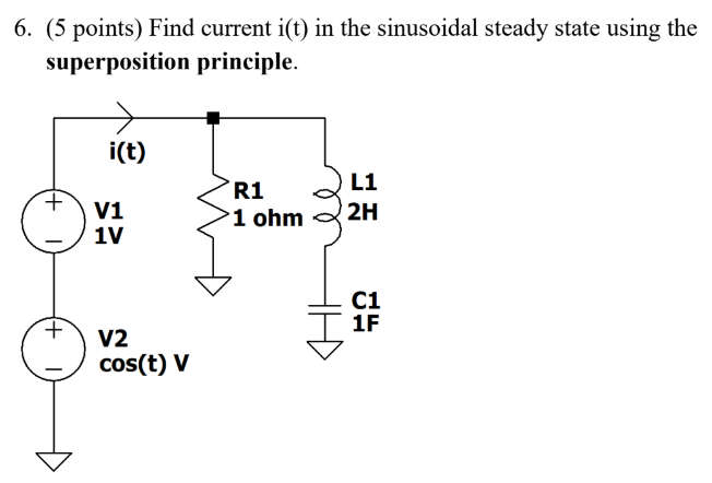 ( 5 points ) Find current i ( t ) in the