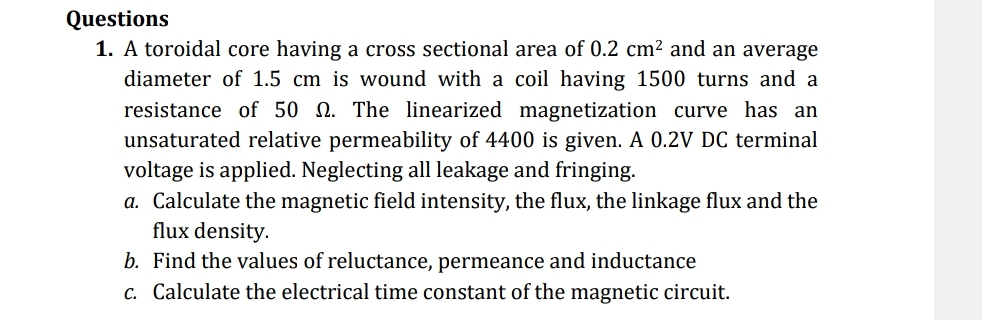 Questions A toroidal core having a cross