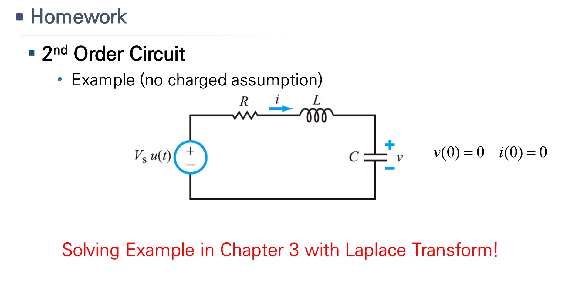 Homework 2 n d Order Circuit Example ( no charged