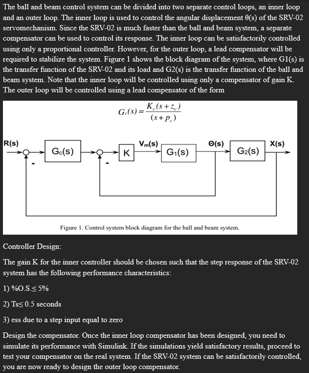 The ball and beam control system can be divided