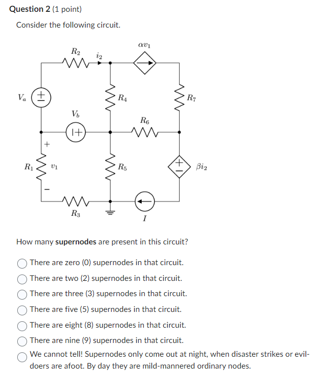 Question 2 ( 1 point ) Consider the following