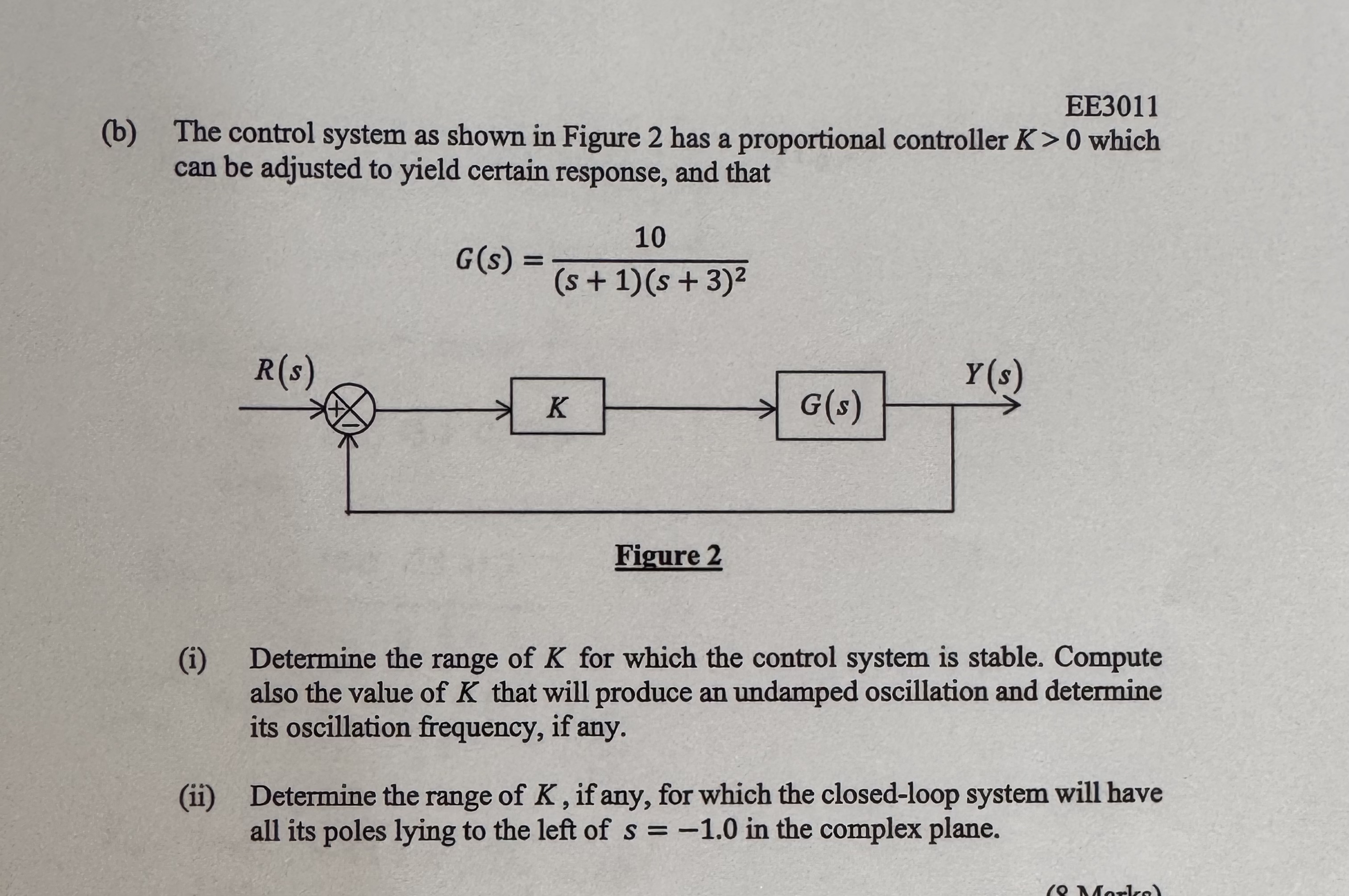 EE 3 0 1 1 ( b ) The control system as shown in