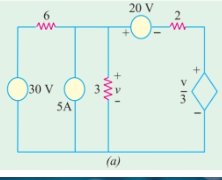 Given the circuit solve for the voltage of the 3