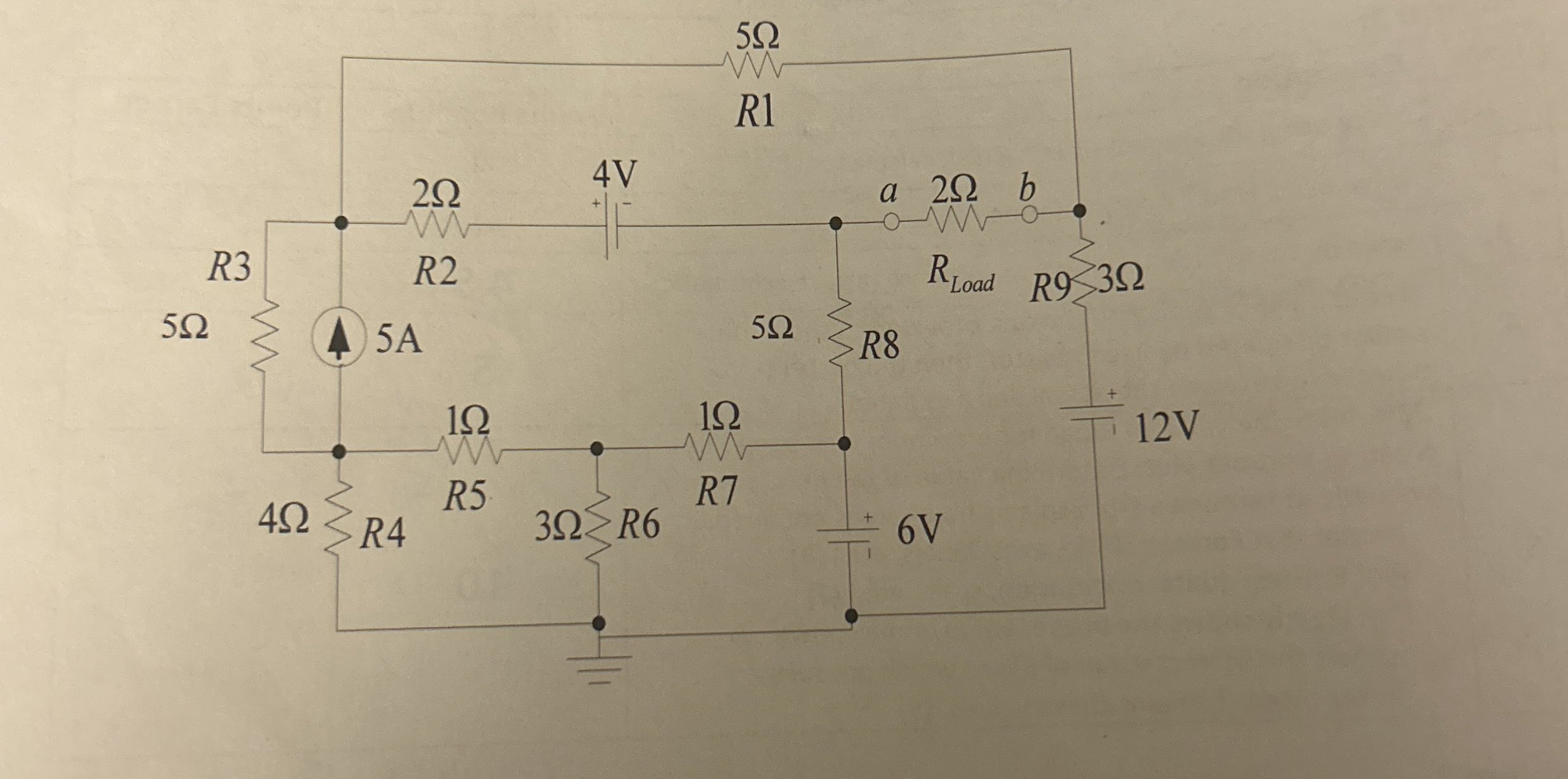 Solve the circuit using superposition in mathcad