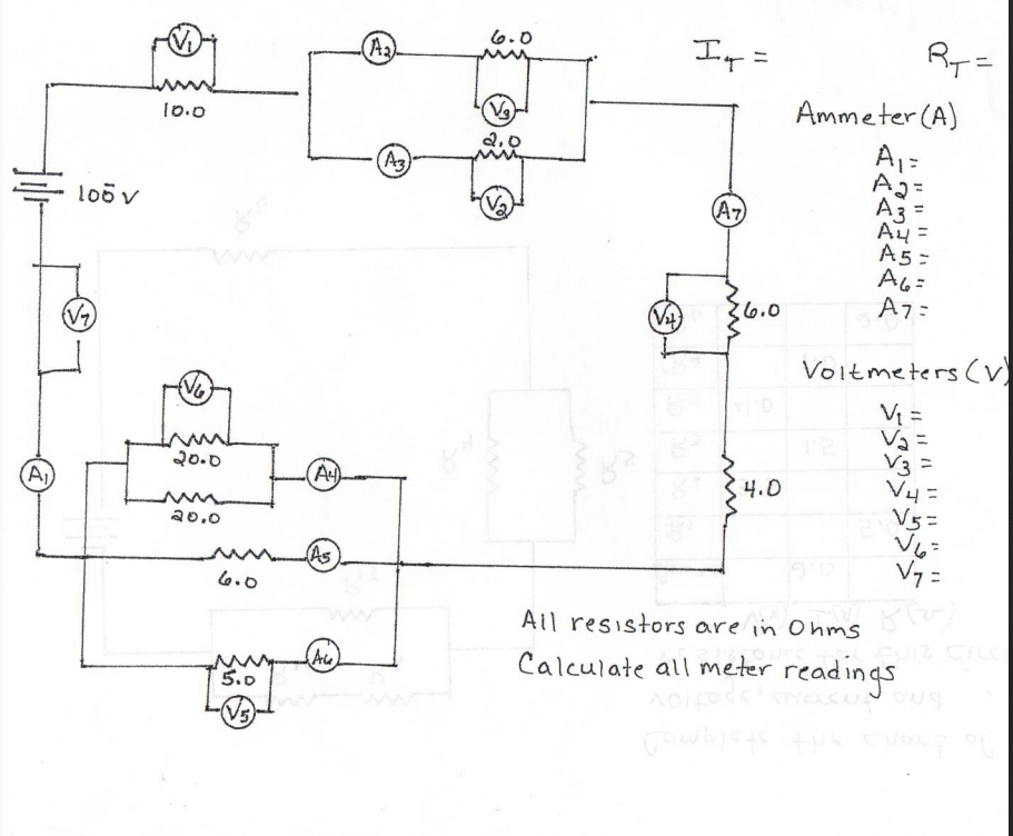Calculate all the meter readings: A 1 A 2 A 3 A 4