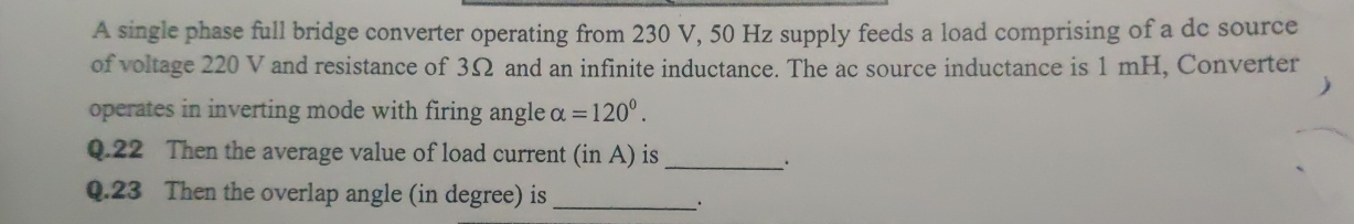 A single phase full bridge converter operating