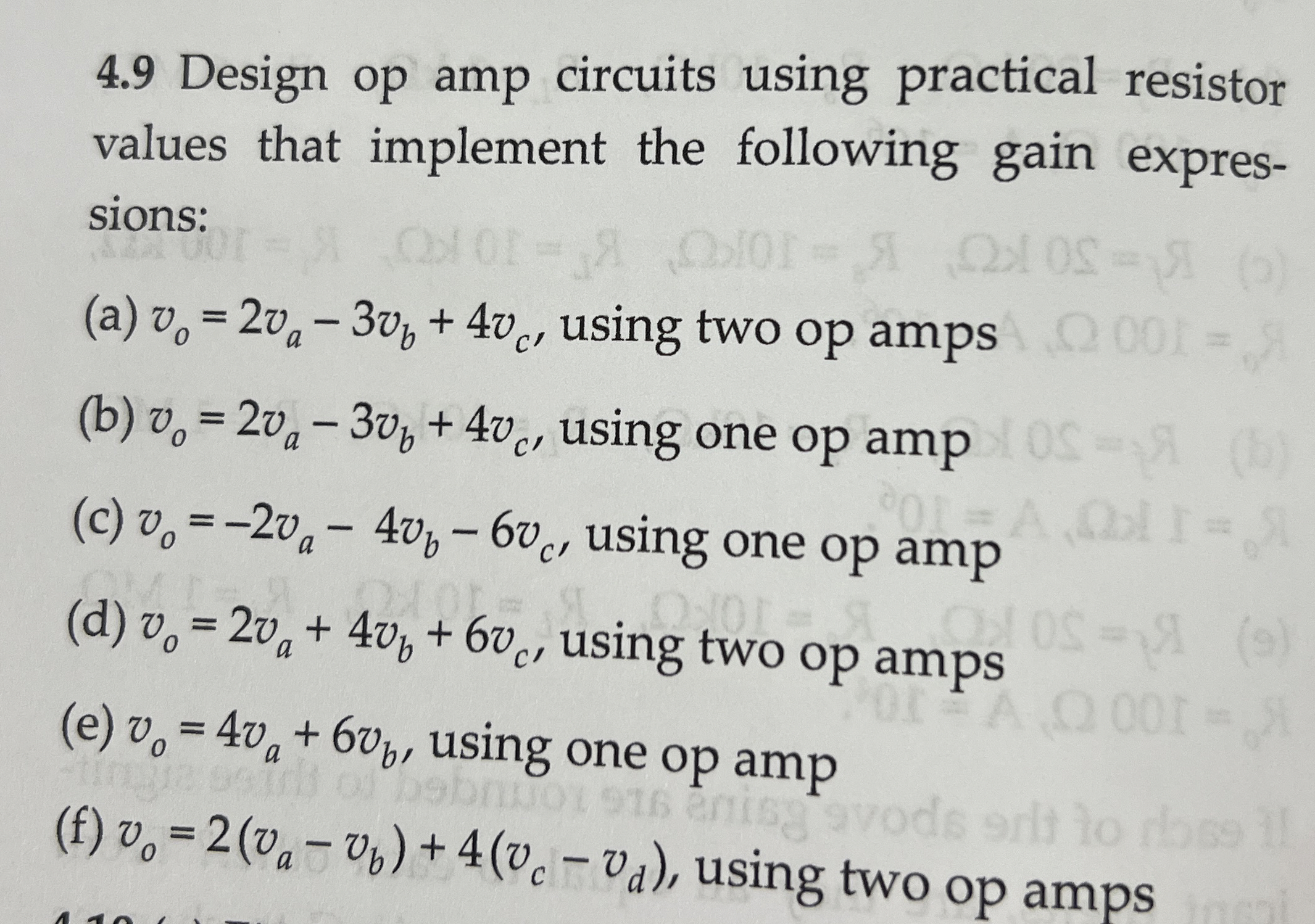 4 . 9 Design op amp circuits using practical