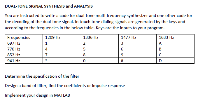 DUAL - TONE SIGNAL System must be designed on