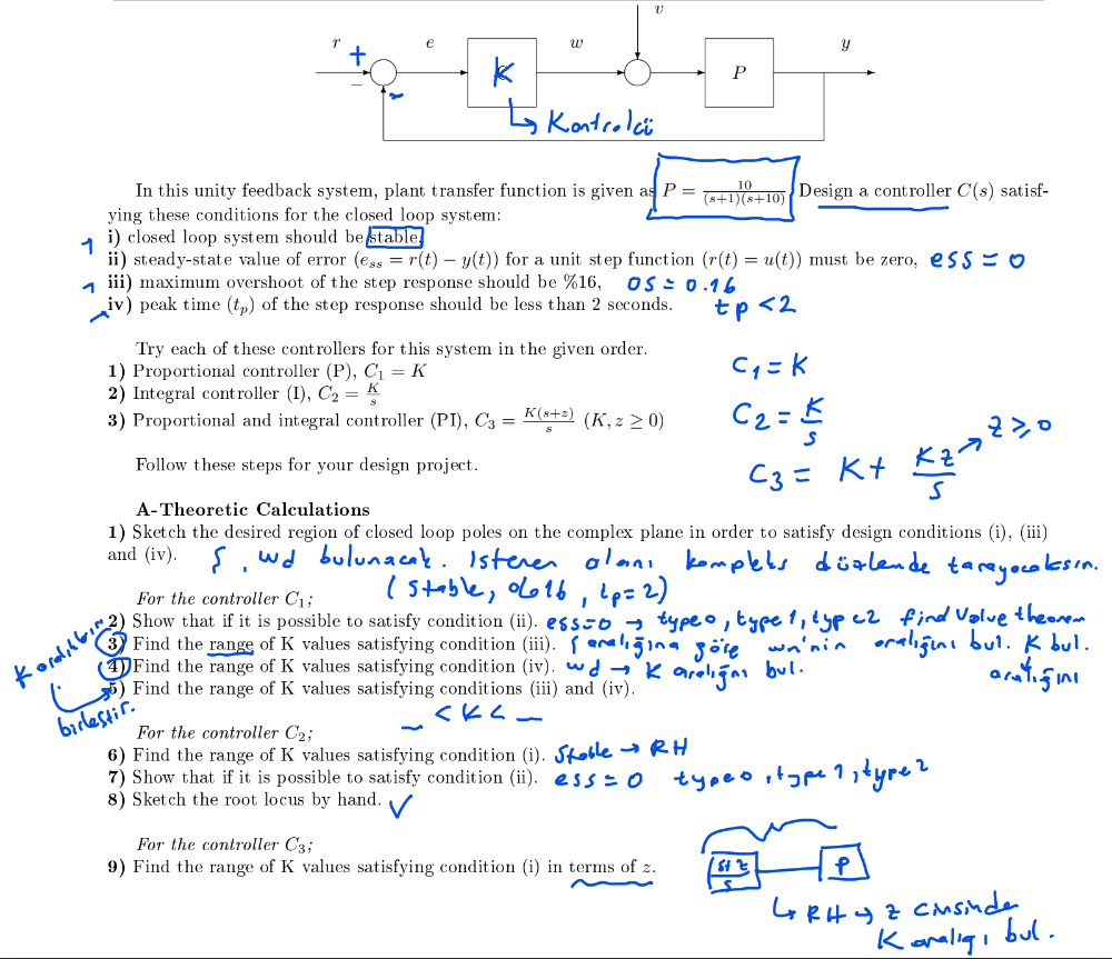 In this unity feedback system, plant transfer