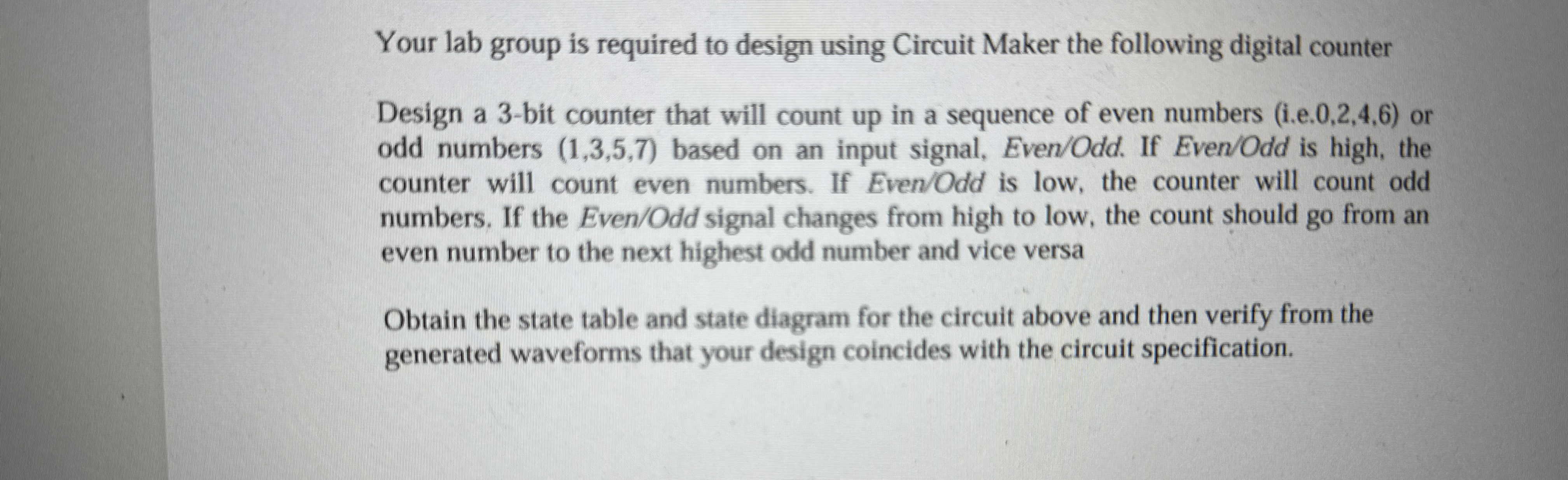 Your lab group is required to design using
