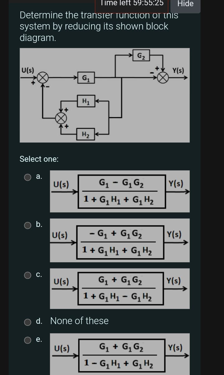 I Ime left 5 9 : 5 5 : 2 5 Hide Determine the