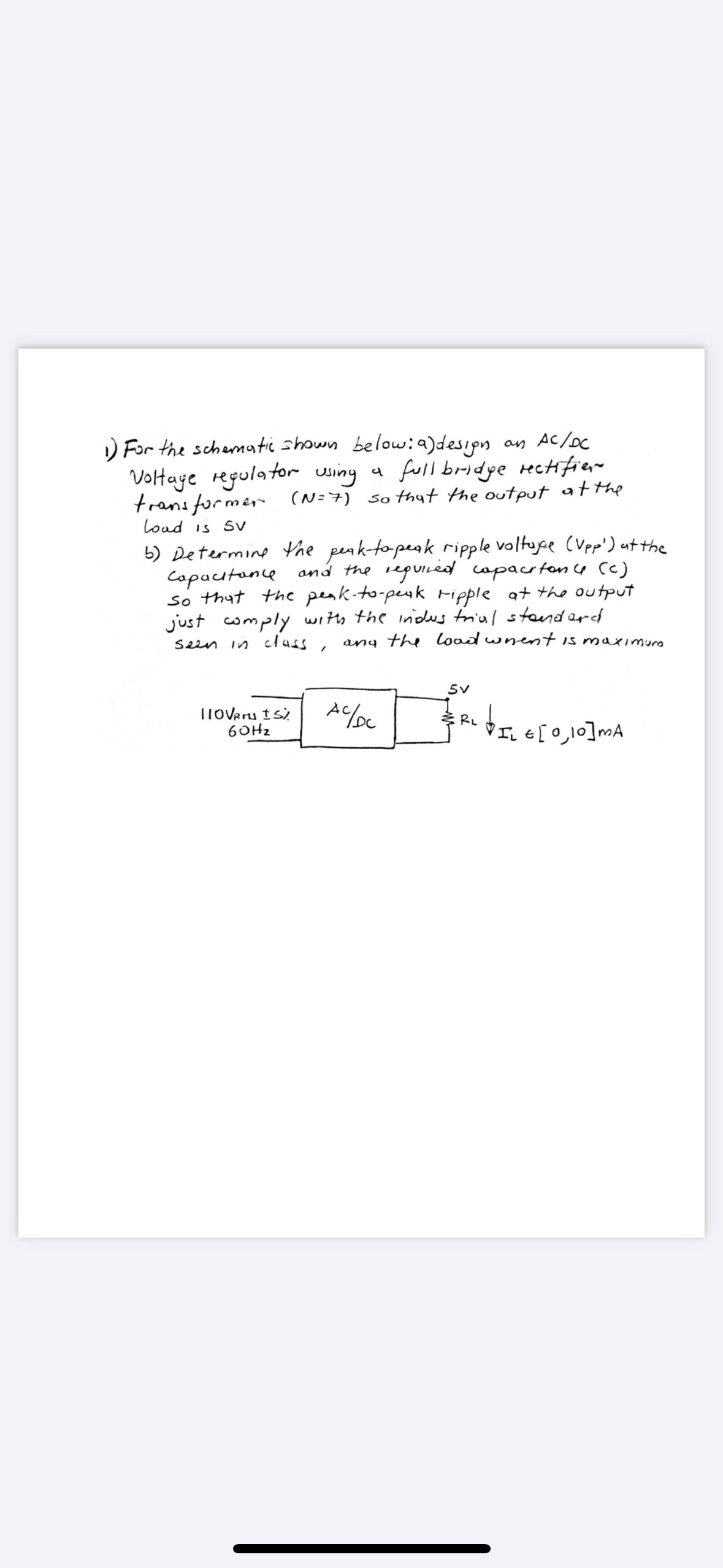 For the schematic shown below: a ) desion an A C
